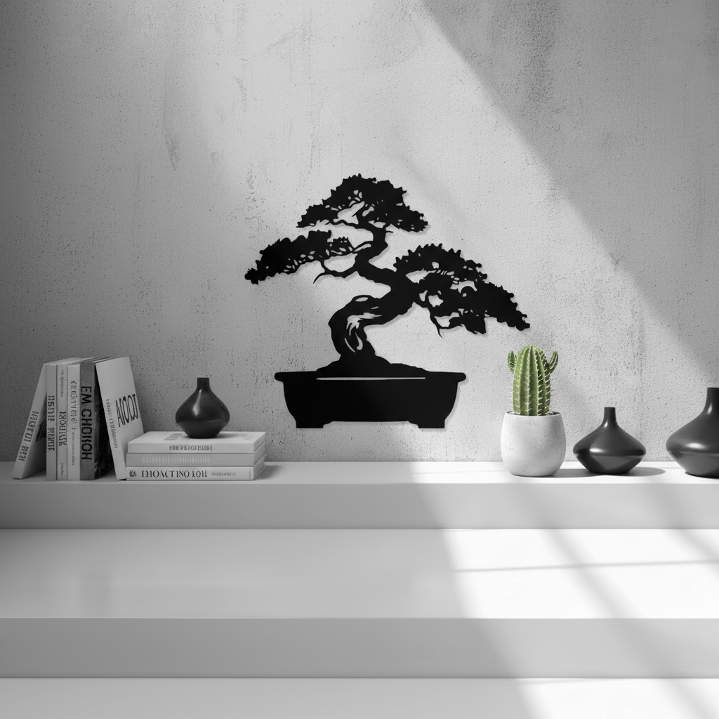Bonsai Wall Art — small and large sizes in jade white, grey and black — Creative3D Novelties