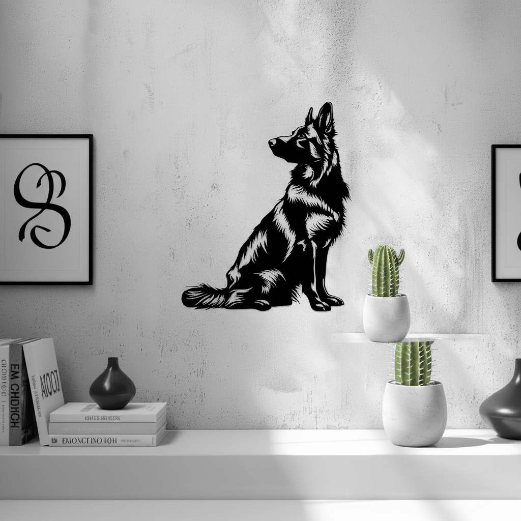 German Shepherd Wall Art — small and large sizes in jade white, grey and black — Creative3D Novelties