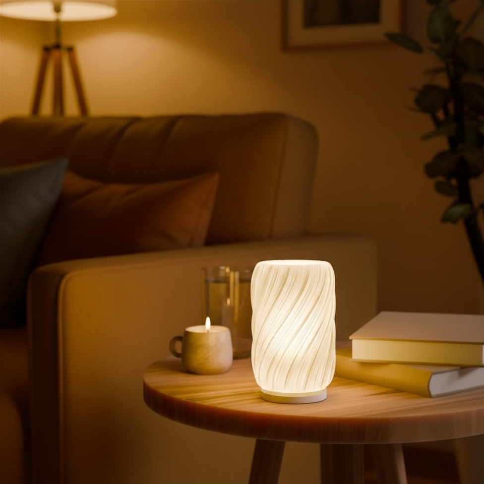 Ondula Lamp | 3D Printed Wave Table Lamp | USB LED & Tea Light | Free Tea Light Included