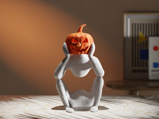 NObody Sculpture - Jack's Contemplation | Halloween Pumpkin Décor with LED | 3D Printed