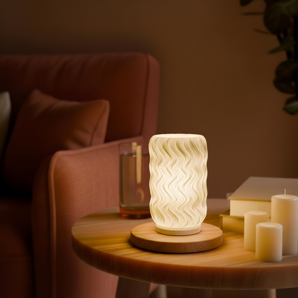 Tide Lamp | 3D Printed Coastal Wave Table Lamp | USB LED & Tea Light | Free Tea Light Included