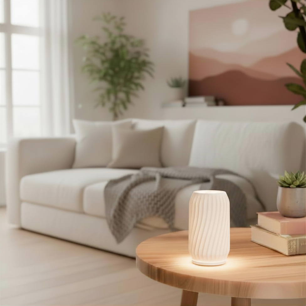 Modern Twist Lamp | 3D Printed Twist Table Lamp | USB LED & Tea Light | Free Tea Light Included
