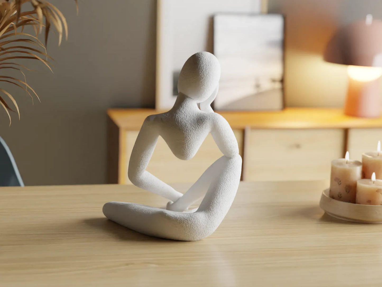NObody Sculpture Celestial Resonance – seated contemplation pose, Matte Bone White, 3D printed