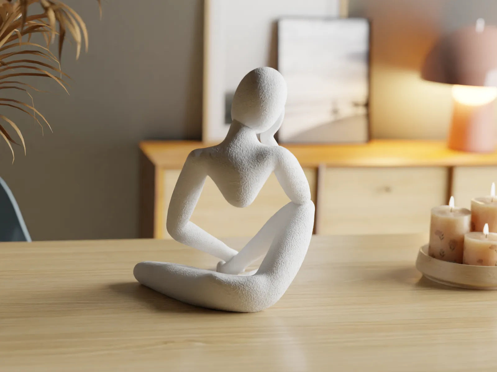 NObody Sculpture Celestial Resonance – seated contemplation pose, Matte Bone White, 3D printed