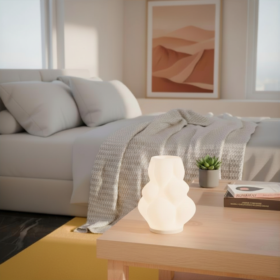 Lumen Bloom Lamp | 3D Printed Floral Table Lamp | USB LED & Tea Light | Free Tea Light Included