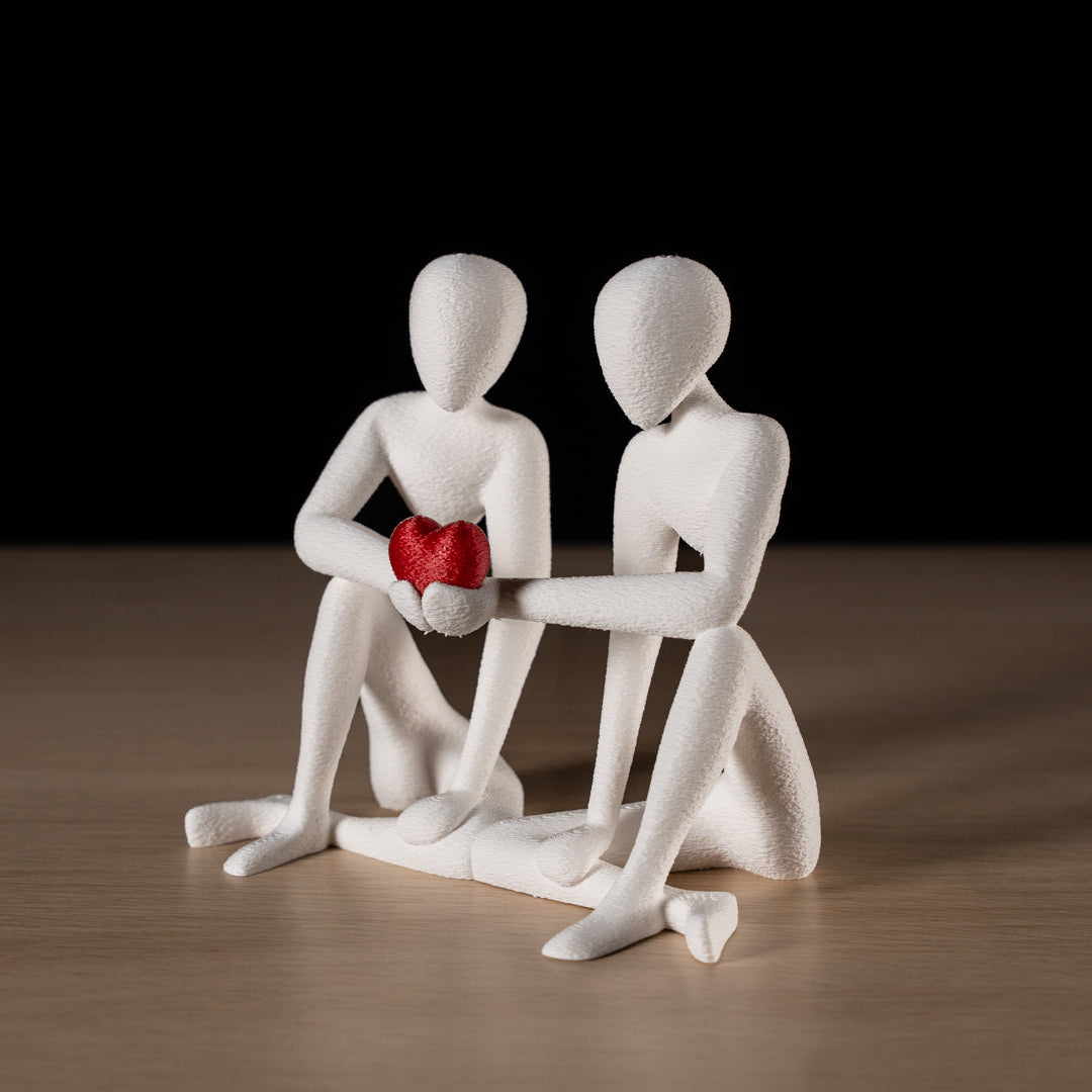 NObody Valentine — matte 3D printed minimalist romantic figure sculpture, 14cm, plant-based PLA