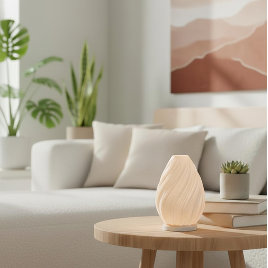 Spiral Flame Lamp | 3D Printed Spiral Table Lamp | USB LED & Tea Light | Free Tea Light Included
