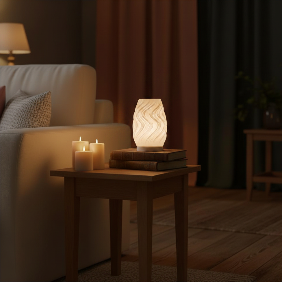 Soren Lamp | 3D Printed Geometric Table Lamp | USB LED & Tea Light | Free Tea Light Included