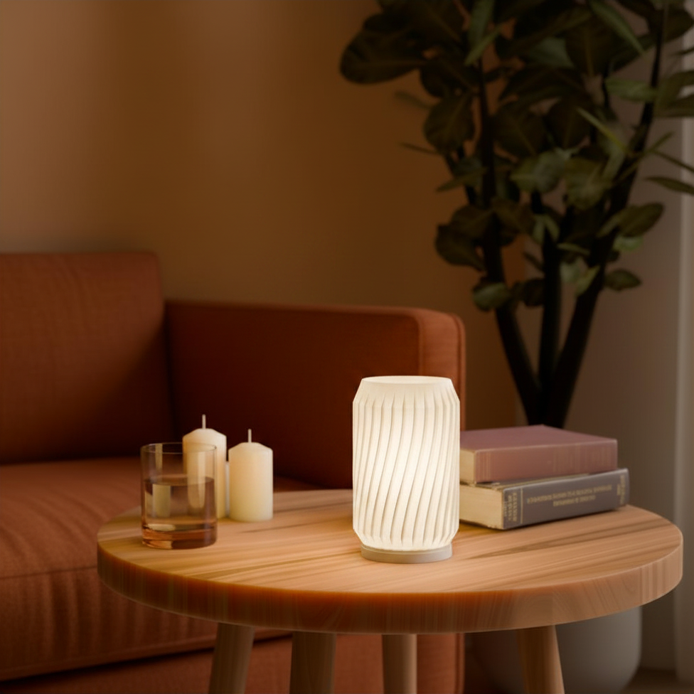 Modern Twist Lamp | 3D Printed Twist Table Lamp | USB LED & Tea Light | Free Tea Light Included