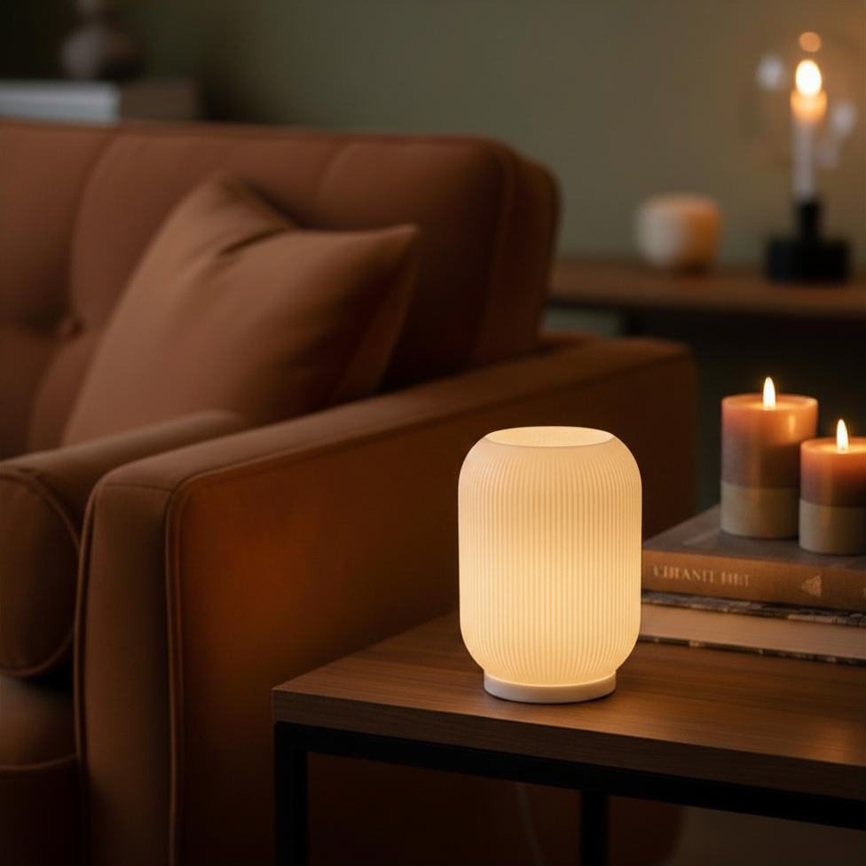 Sophie Lamp | 3D Printed Sculpted Table Lamp | USB LED & Tea Light | Free Tea Light Included