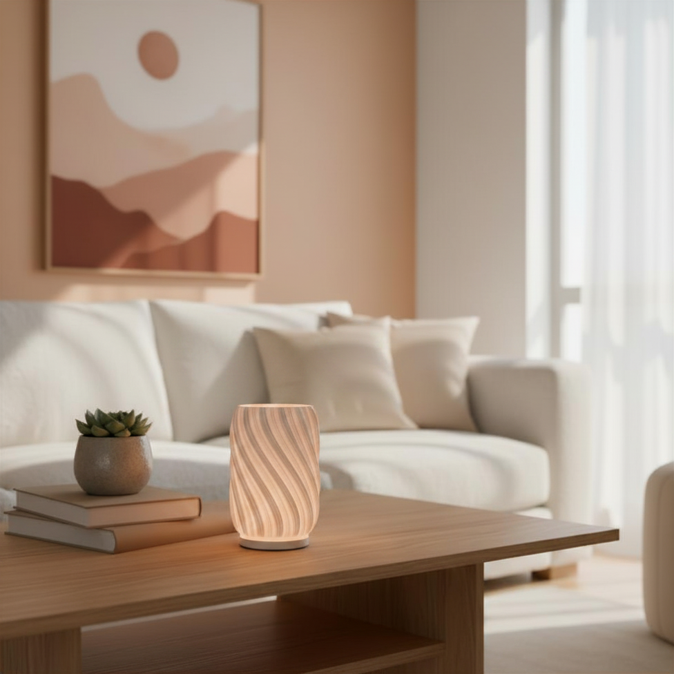 Ondula Lamp | 3D Printed Wave Table Lamp | USB LED & Tea Light | Free Tea Light Included