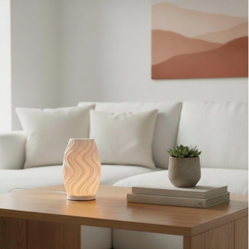 Soren Lamp | 3D Printed Geometric Table Lamp | USB LED & Tea Light | Free Tea Light Included