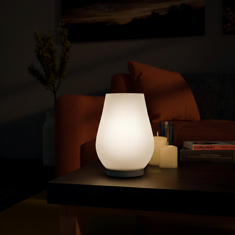 Stria Lamp | 3D Printed Textured Table Lamp | USB LED & Tea Light | Free Tea Light Included
