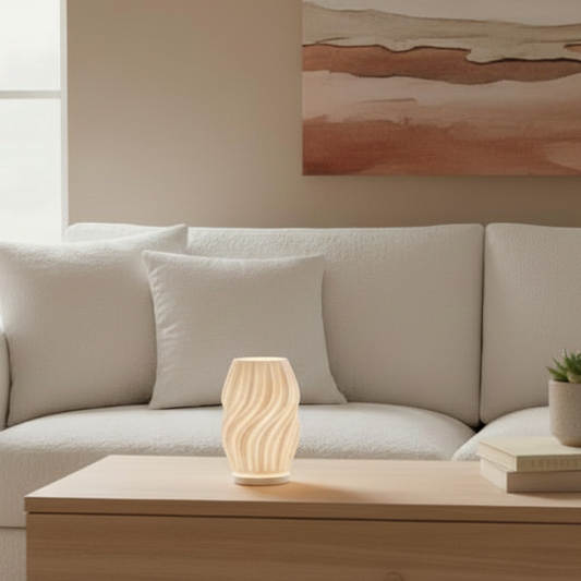 Silk Lamp | 3D Printed Draped Table Lamp | USB LED & Tea Light | Free Tea Light Included