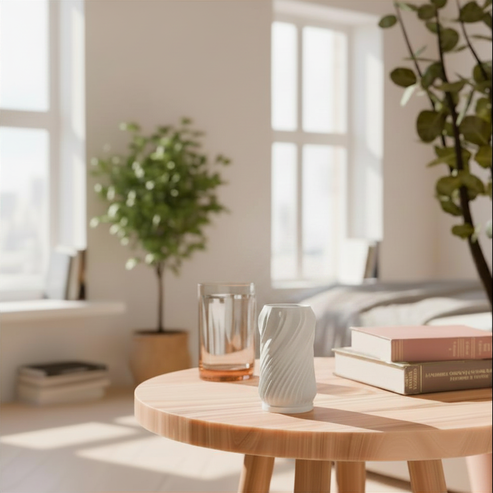 Minimalist Spiral Lamp | 3D Printed Helix Table Lamp | USB LED & Tea Light | Free Tea Light Included
