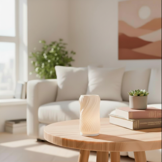 Minimalist Spiral Lamp | 3D Printed Helix Table Lamp | USB LED & Tea Light | Free Tea Light Included