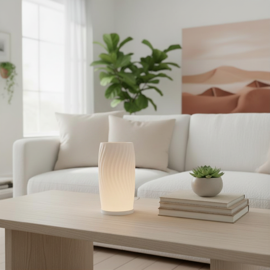 Flow Curve Lamp | 3D Printed Curved Table Lamp | USB LED & Tea Light | Free Tea Light Included