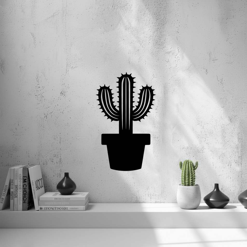 Cactus Wall Art — small and large sizes in jade white, grey and black — Creative3D Novelties