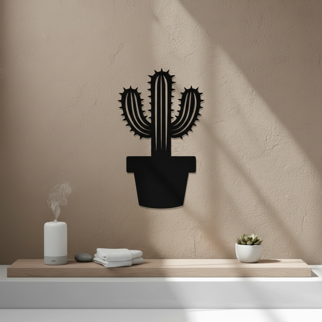 Cactus Wall Art — 3D printed desert nature design, shown in home setting — Creative3D Novelties