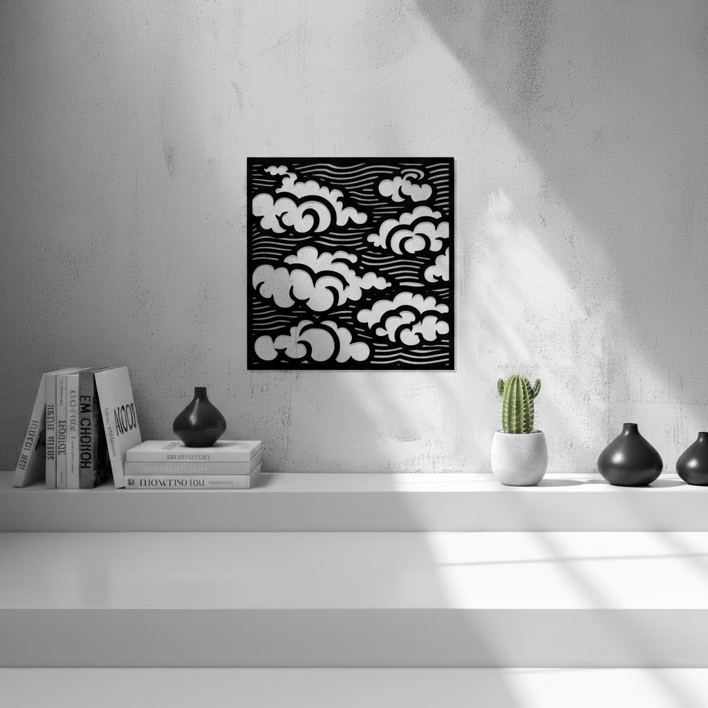 Clouds Wall Art — small and large sizes in jade white, grey and black — Creative3D Novelties