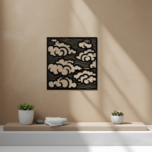 Clouds Wall Art — 3D printed dreamy sky design, shown in home setting — Creative3D Novelties