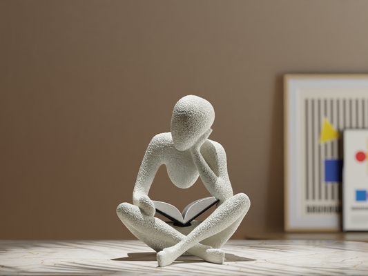 NObody Sculpture - The Reader | Minimalist Book Lover Gift | 15cm 3D Printed