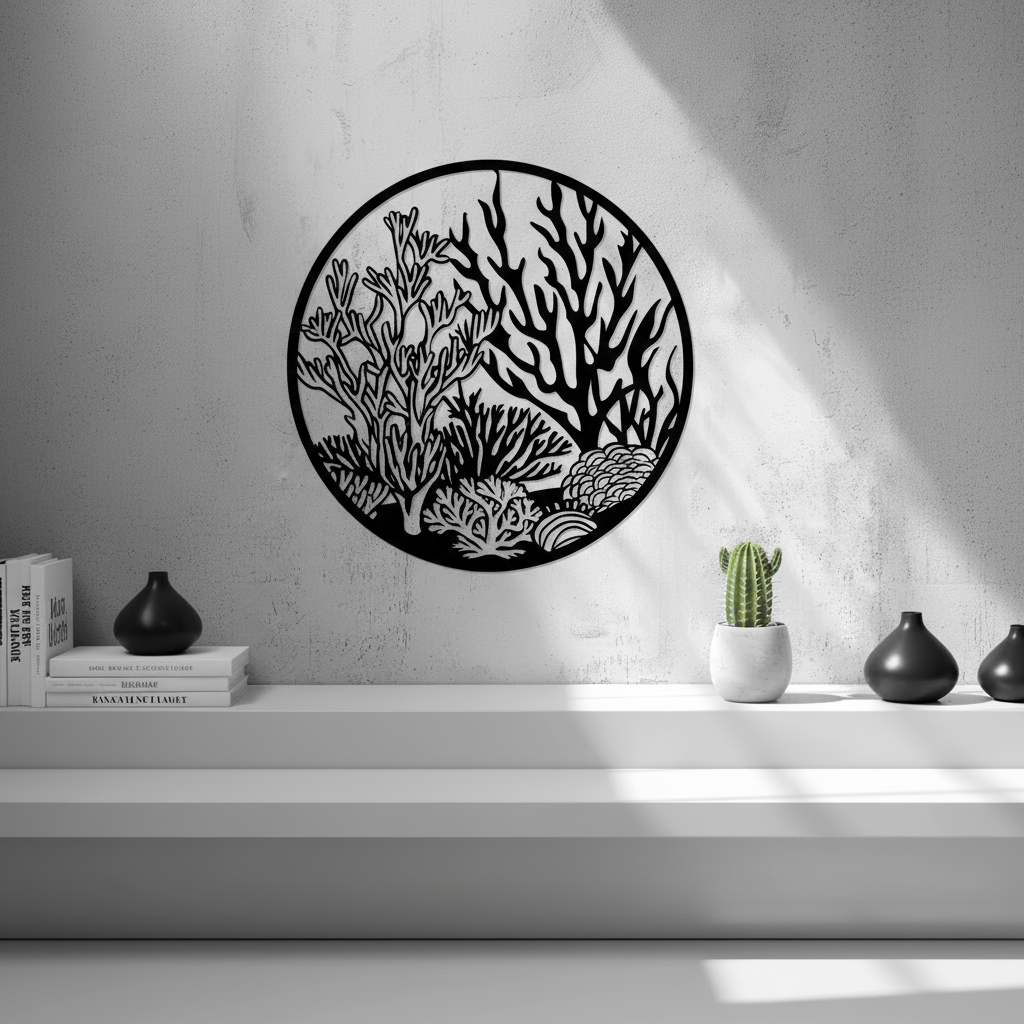 Coral Reef Wall Art — small and large sizes in jade white, grey and black — Creative3D Novelties
