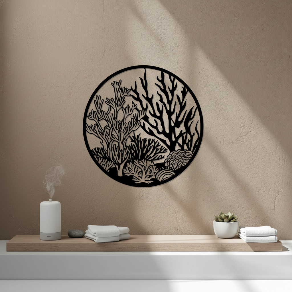 Coral Reef Wall Art — 3D printed underwater ocean design, shown in home setting — Creative3D Novelties