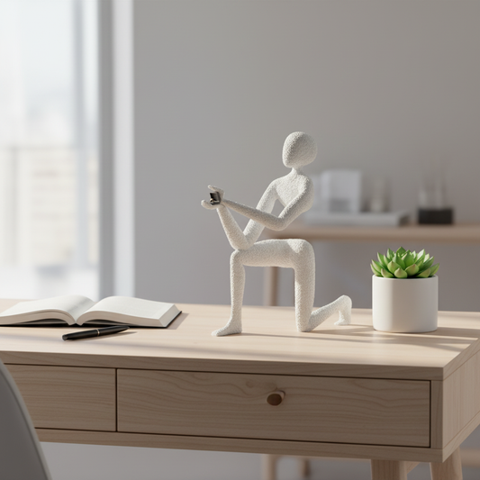 NObody Proposal sculpture on a minimalist wooden desk with journal and plant — NObody Collection