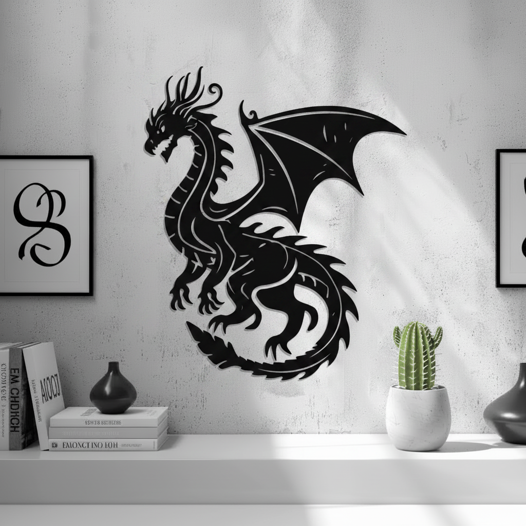 Dragon Wall Art — small and large sizes in jade white, grey and black — Creative3D Novelties