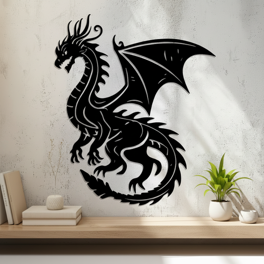 Dragon Wall Art — 3D printed mythical fantasy design, shown in home setting — Creative3D Novelties