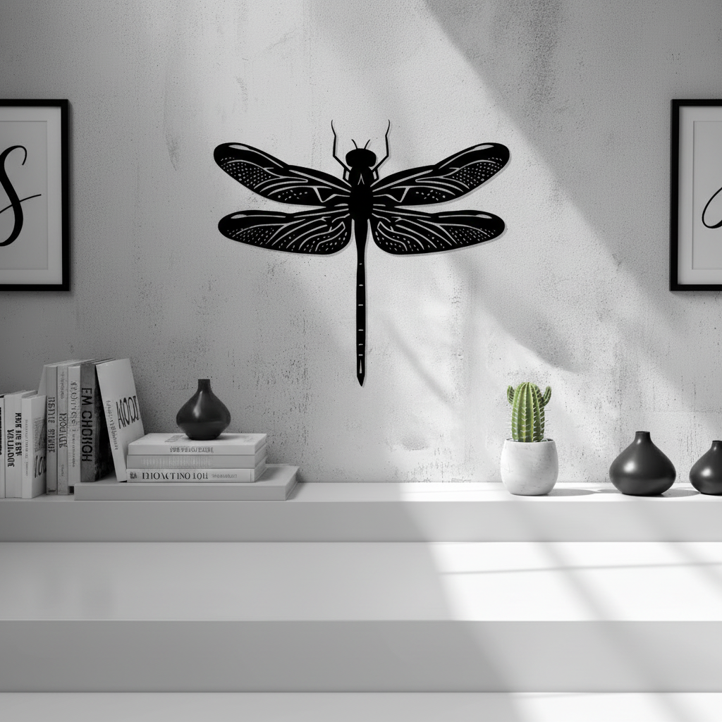 Dragonfly Wall Art — small and large sizes in jade white, grey and black — Creative3D Novelties