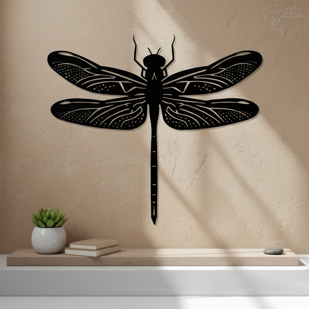 Dragonfly Wall Art — 3D printed graceful garden design, shown in home setting — Creative3D Novelties