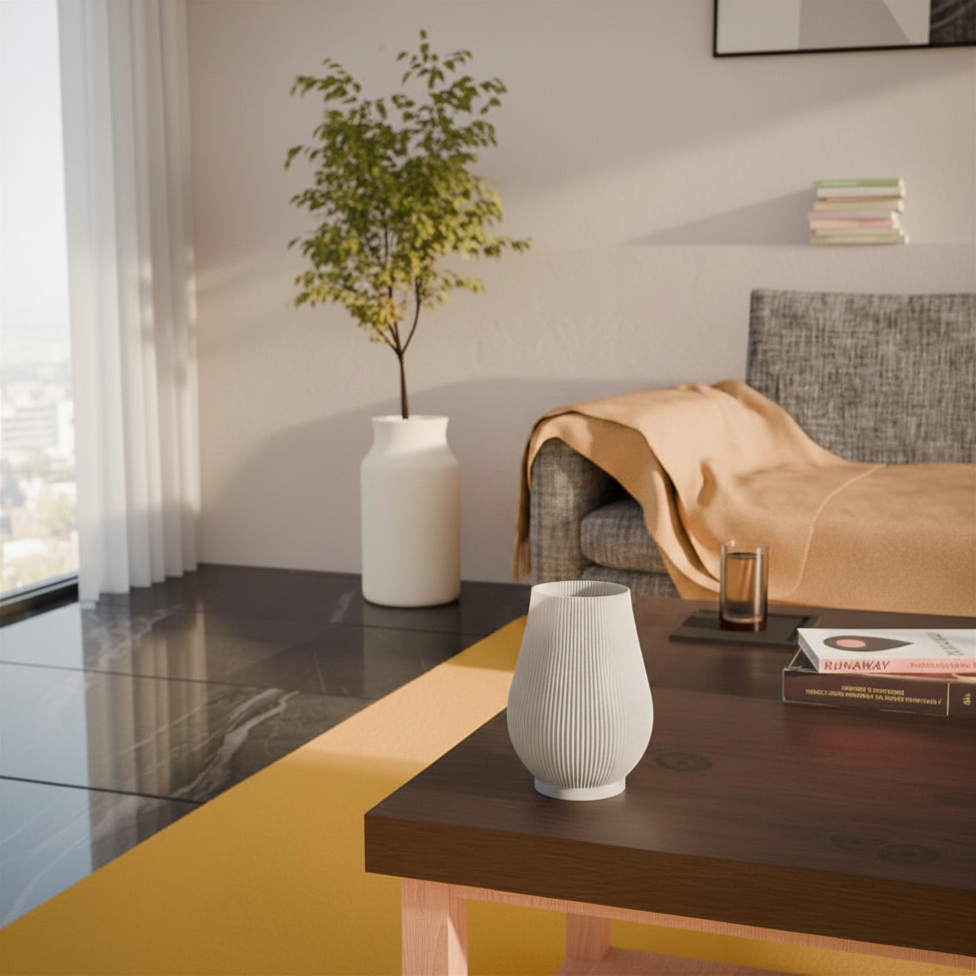 Stria Lamp | 3D Printed Textured Table Lamp | USB LED & Tea Light | Free Tea Light Included