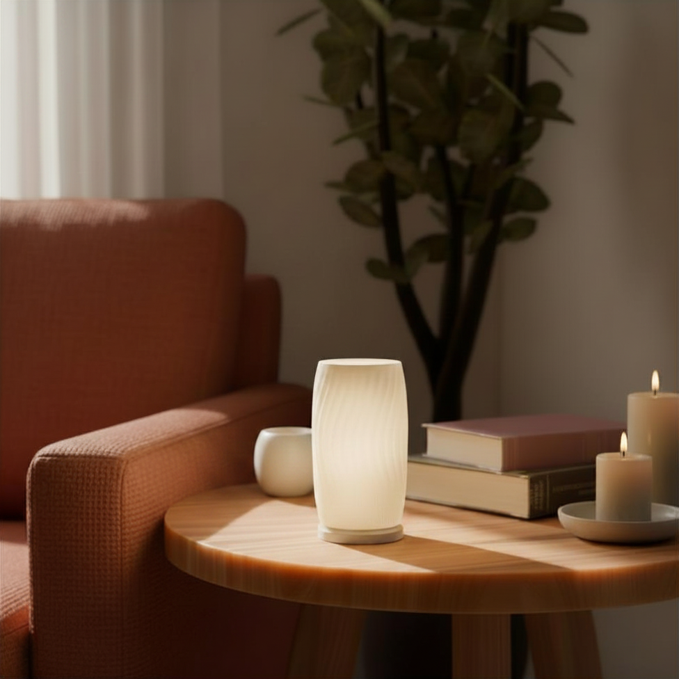 Flow Curve Lamp | 3D Printed Curved Table Lamp | USB LED & Tea Light | Free Tea Light Included