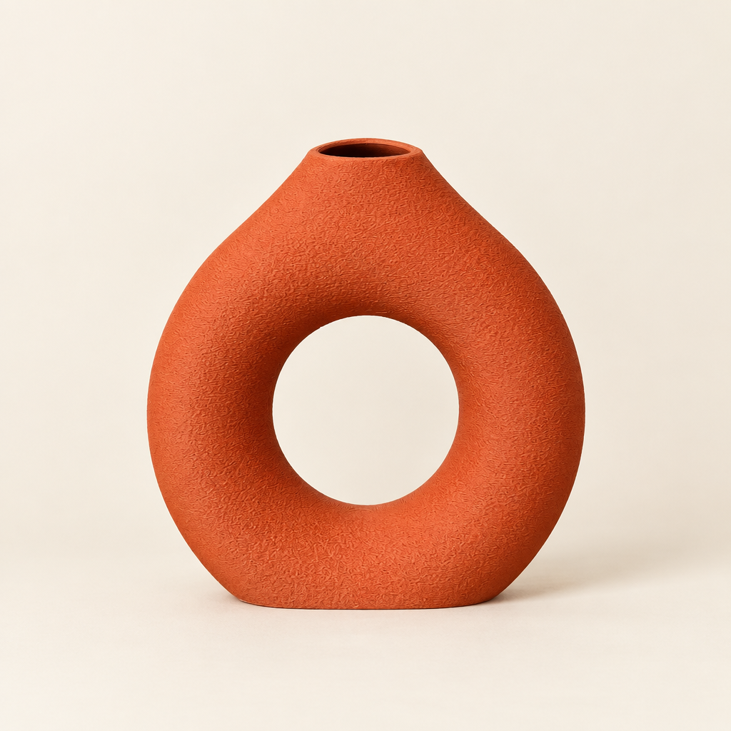 Individual Donut vase in Matte Terracotta, showing its round central opening and open top on a neutral background