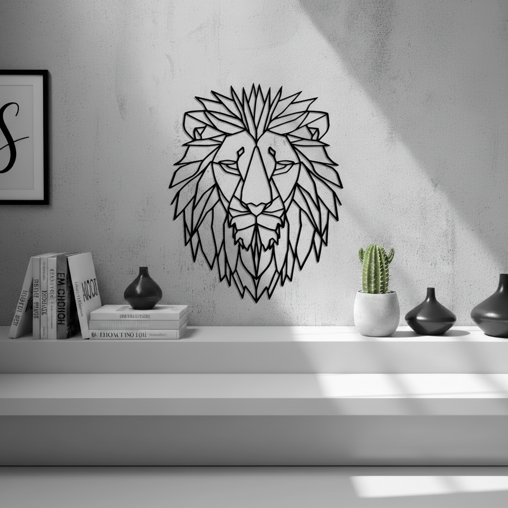 Lion Head Wall Art — small and large sizes in jade white, grey and black — Creative3D Novelties