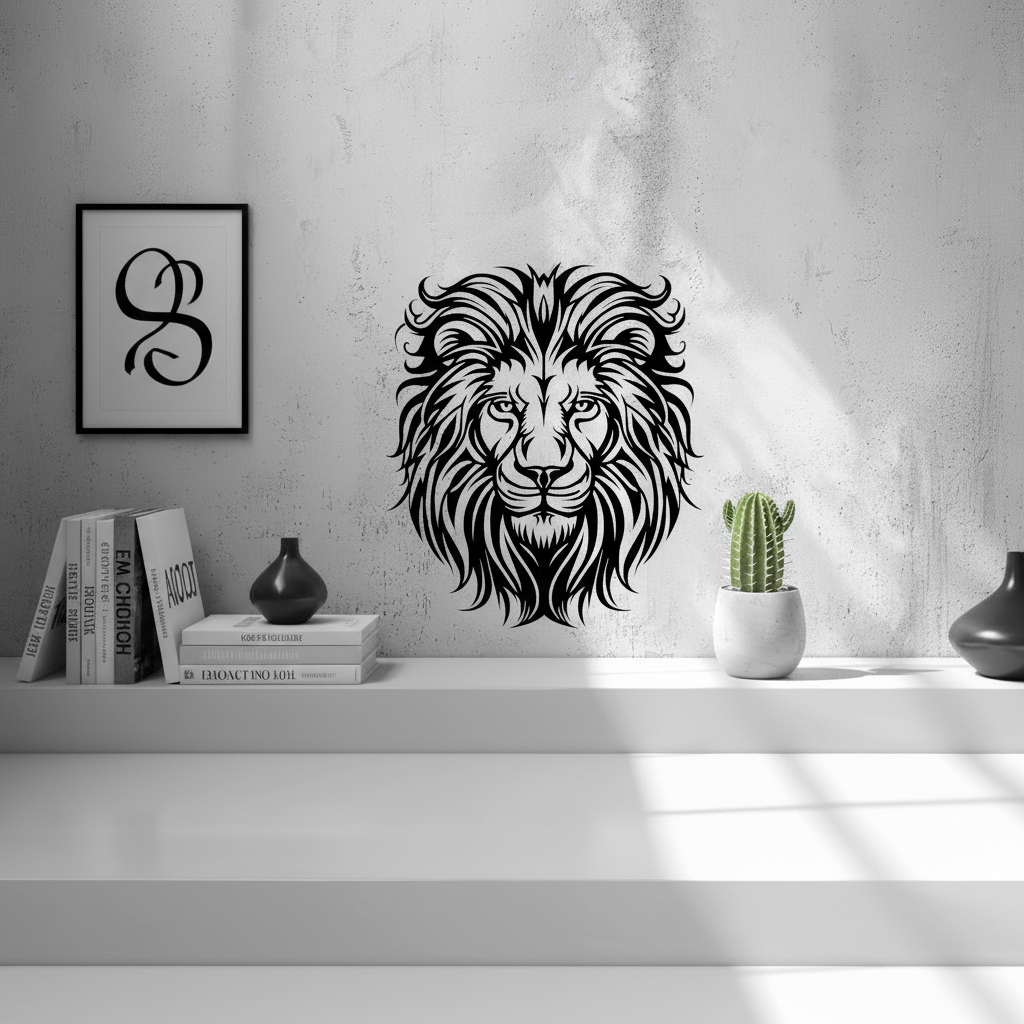 Majestic Lion Head Wall Art — small and large sizes in jade white, grey and black — Creative3D Novelties