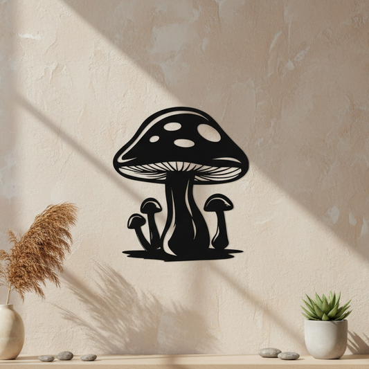 Mushroom Wall Art — small and large sizes in jade white, grey and black — Creative3D Novelties