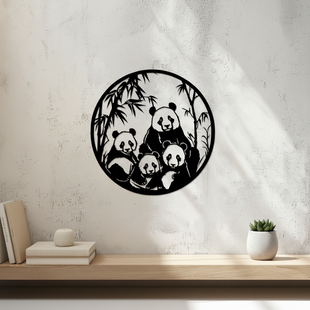 Pandas Wall Art — 3D printed panda design, shown in home setting — Creative3D Novelties