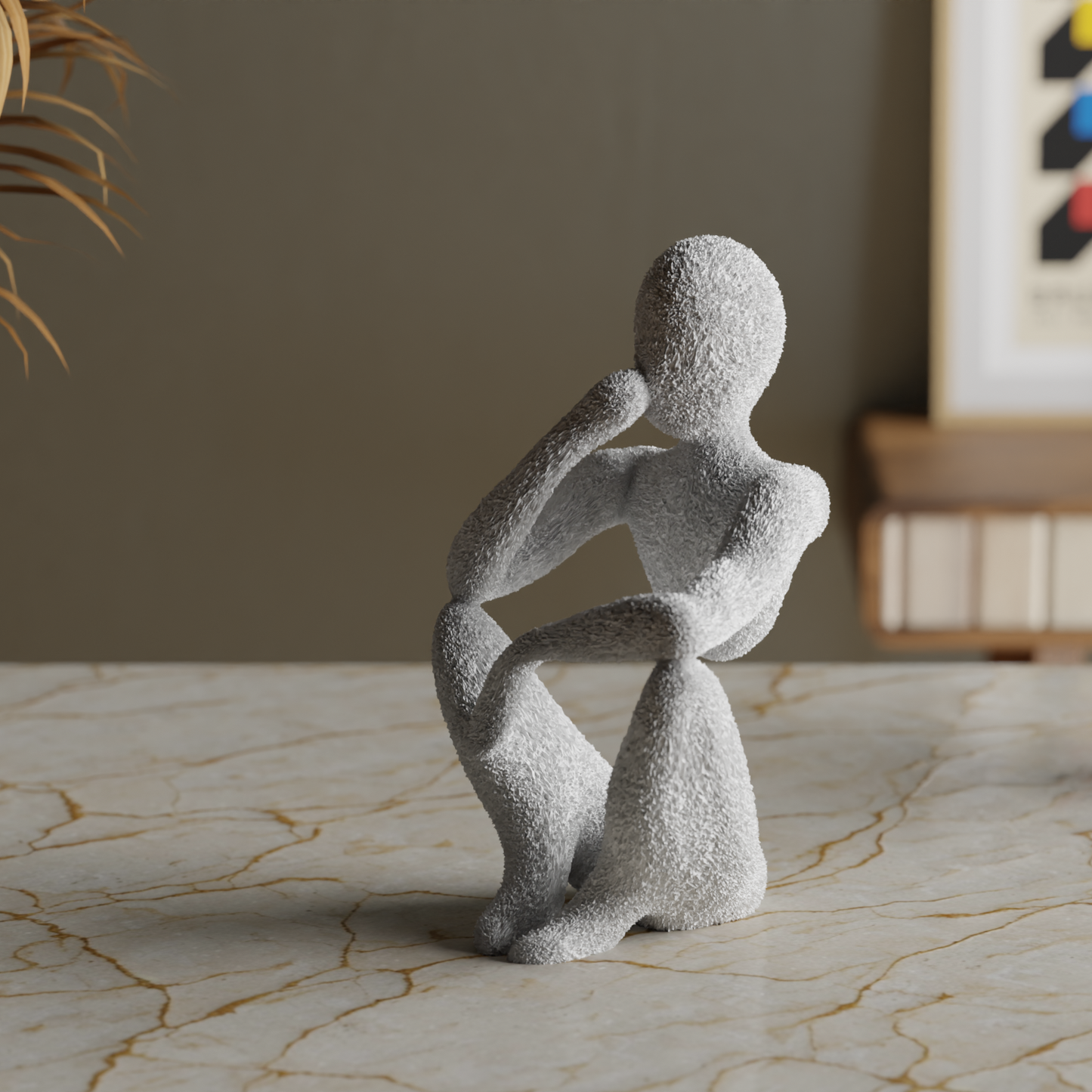 NObody Sculpture The Thinker 3D printed figurine — minimalist contemplation art 17cm