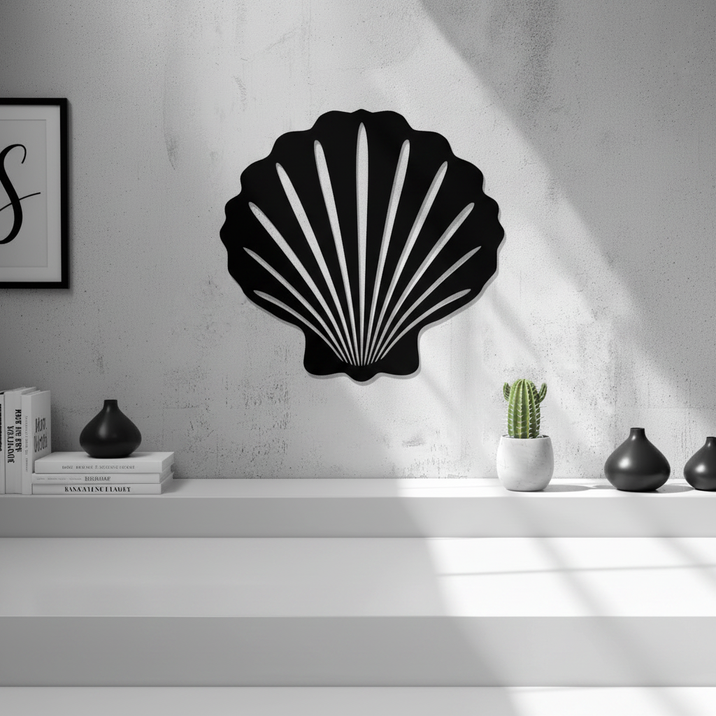 Shell Wall Art — small and large sizes in jade white, grey and black — Creative3D Novelties