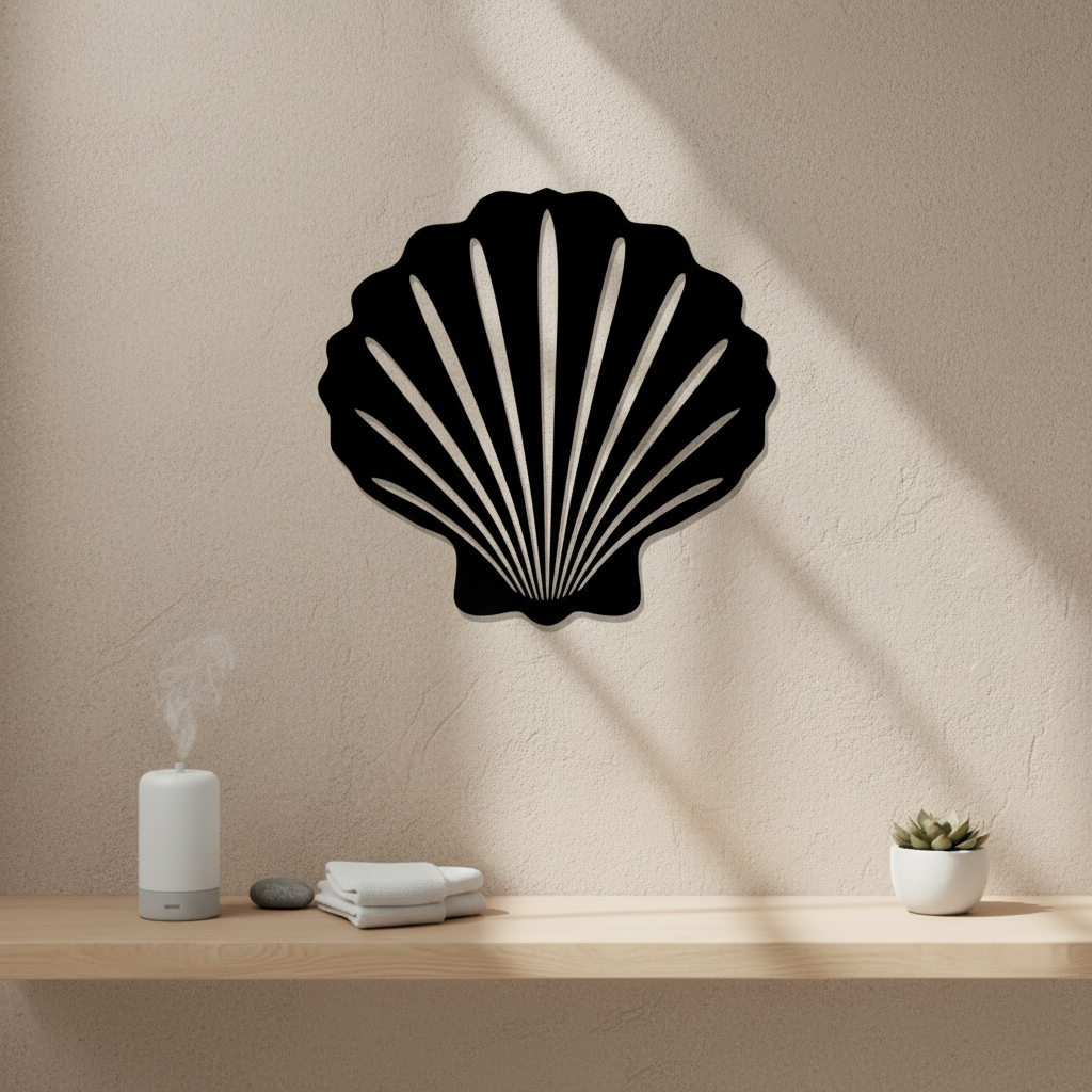 Shell Wall Art — 3D printed coastal beach design, shown in home setting — Creative3D Novelties