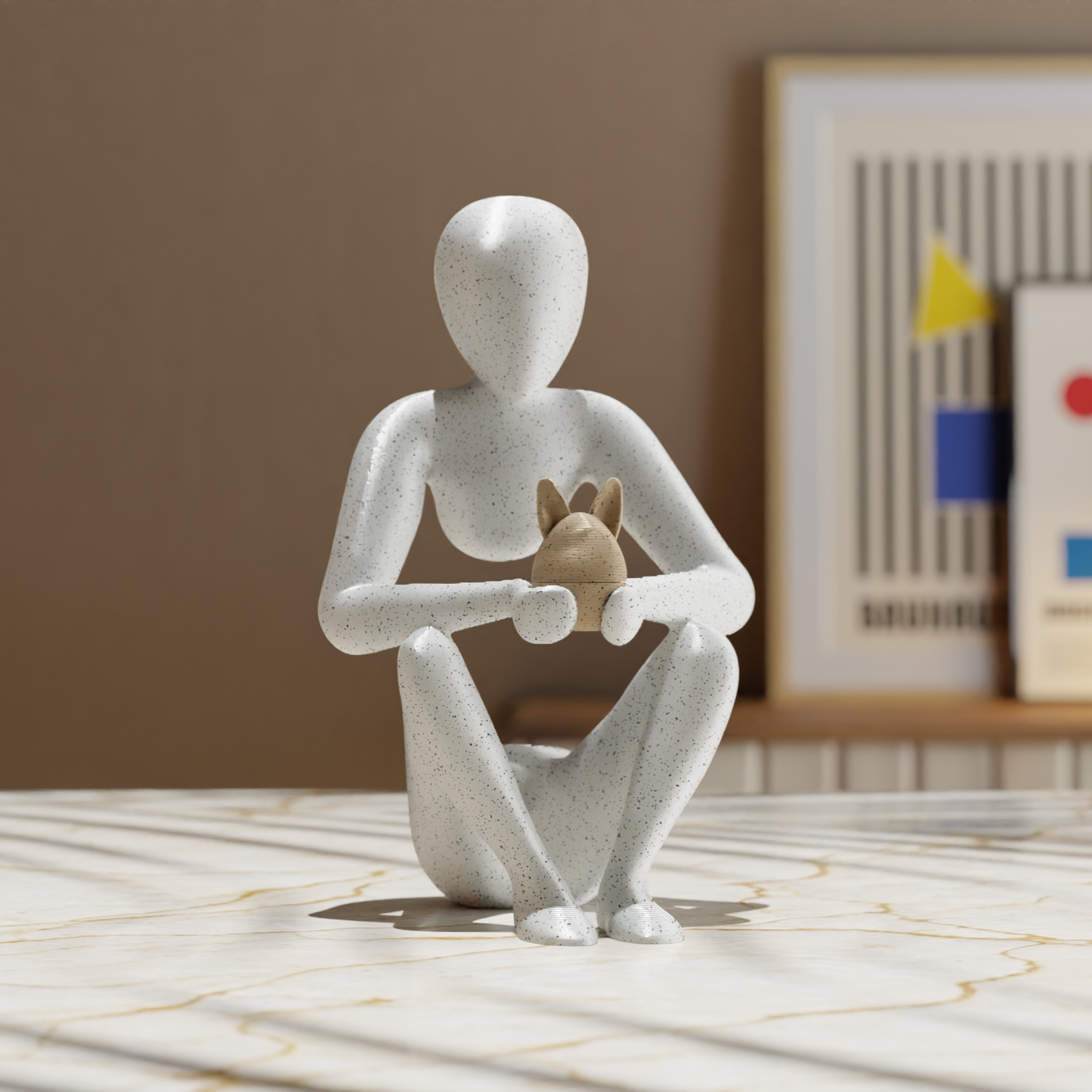 NObody Egg's Embrace — alternate view, matte 3D printed Easter and spring décor sculpture, plant-based PLA