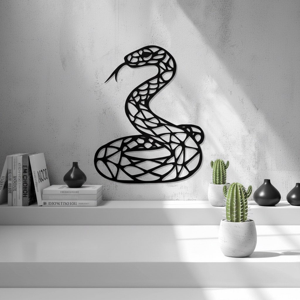 Snake Wall Art — small and large sizes in jade white, grey and black — Creative3D Novelties