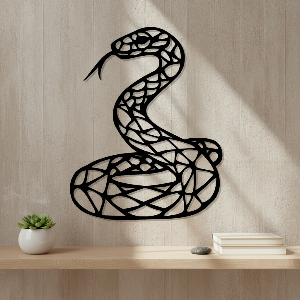 Snake Wall Art — 3D printed exotic reptile design, shown in home setting — Creative3D Novelties